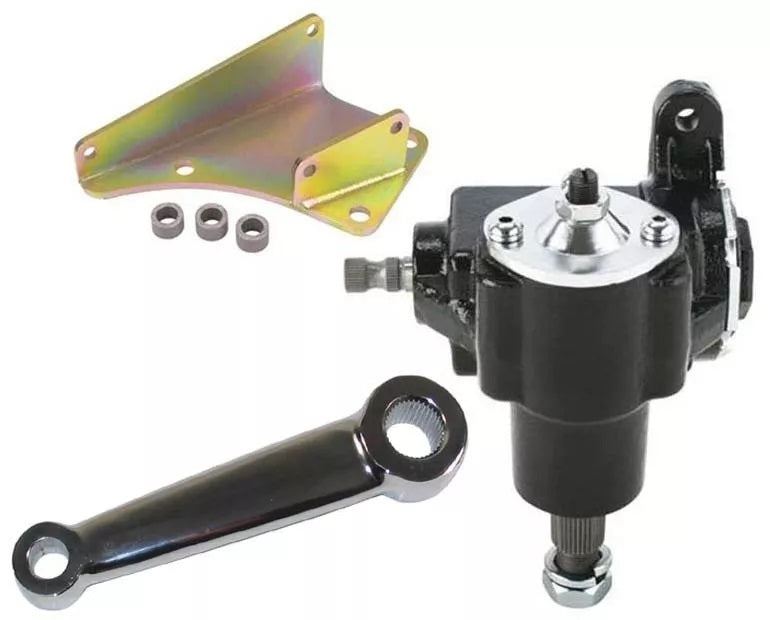 VEGA 140 MANUAL STEERING BOX,35-41 FORD MOUNTING BRACKET & CHROME