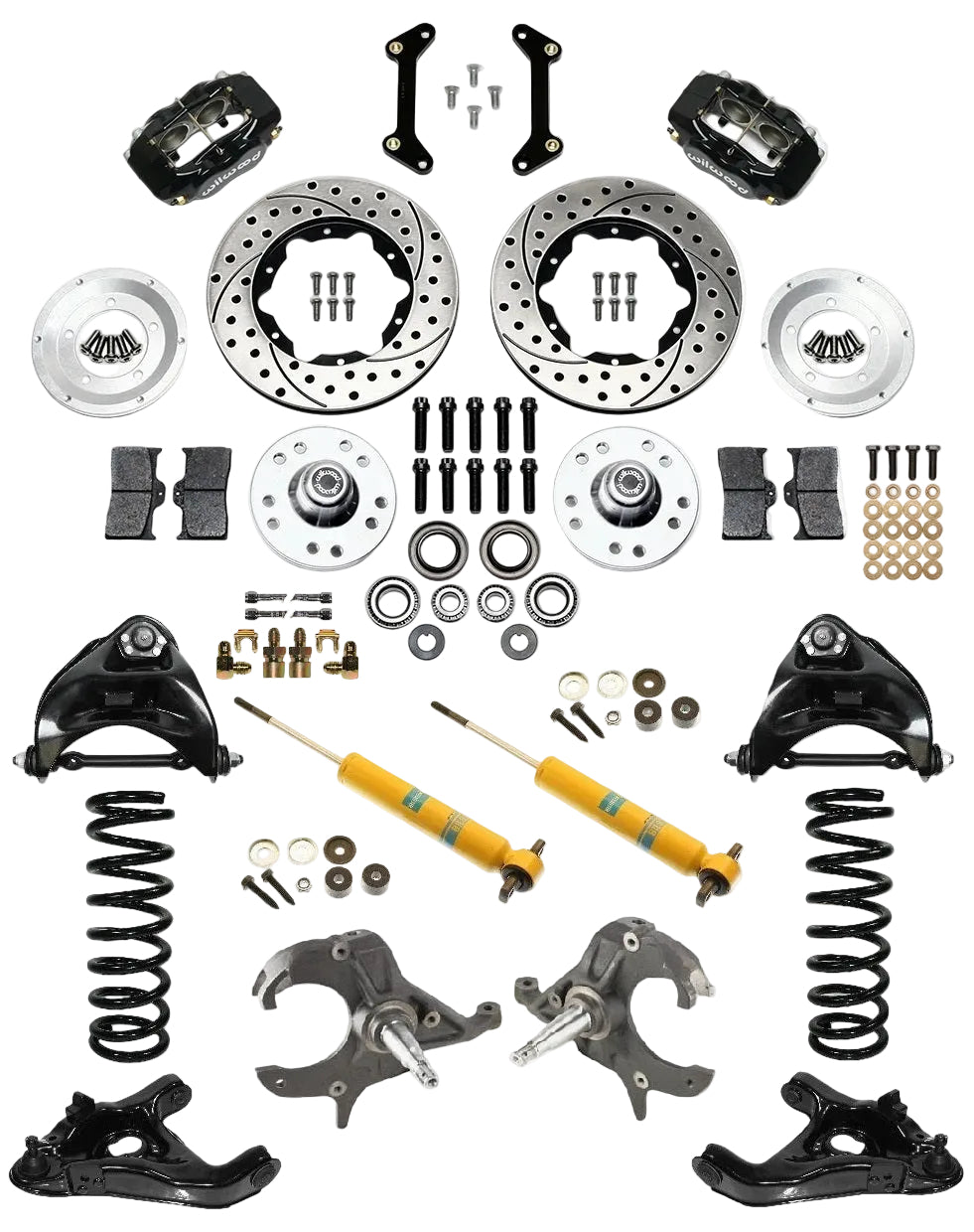 FRONT SUSPENSION & WILWOOD BRAKE SET,ARMS,SPRINGS,BILSTEIN SHOCKS,SPINDLES,DROP