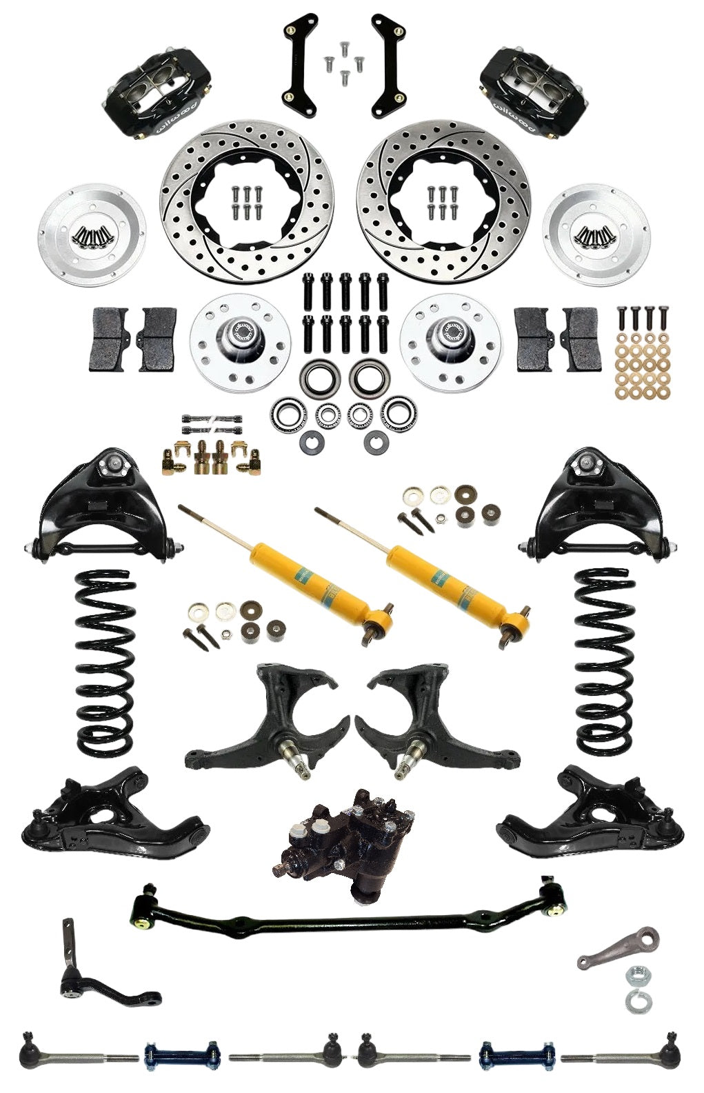 FRONT SUSPENSION,STEERING & WILWOOD BRAKE W/BOX,ARMS,SPRINGS,SHOCKS,SPINDLES,78
