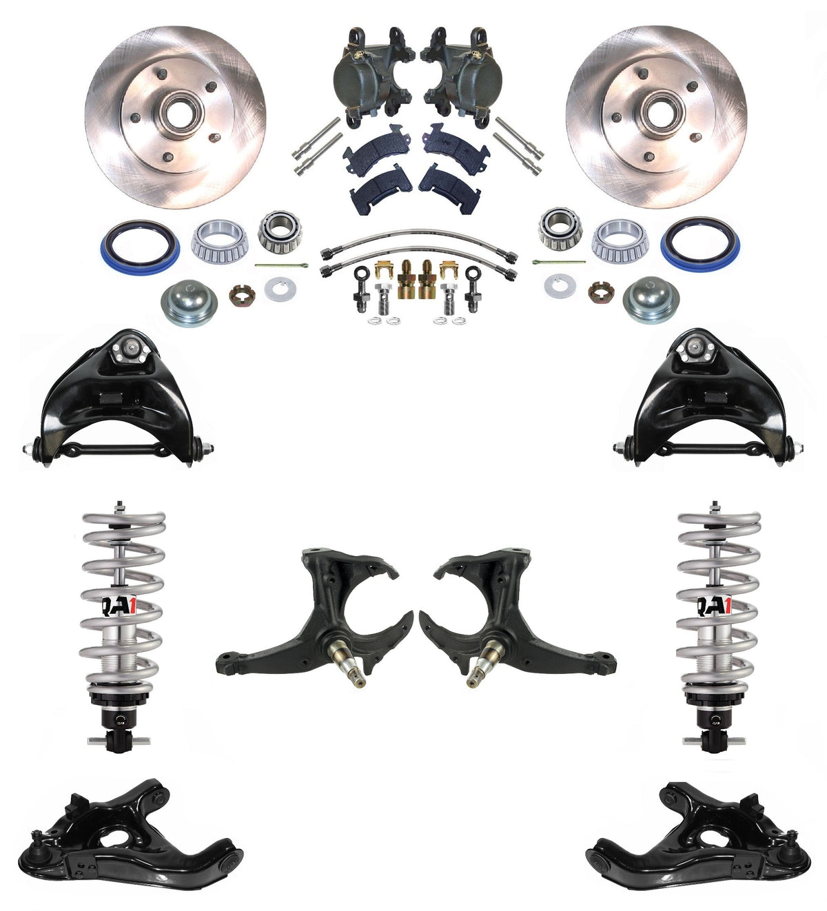 FRONT SUSPENSION & BRAKE SET,ARMS,QA1 COILOVERS,SPINDLES,78-88 G-BODY