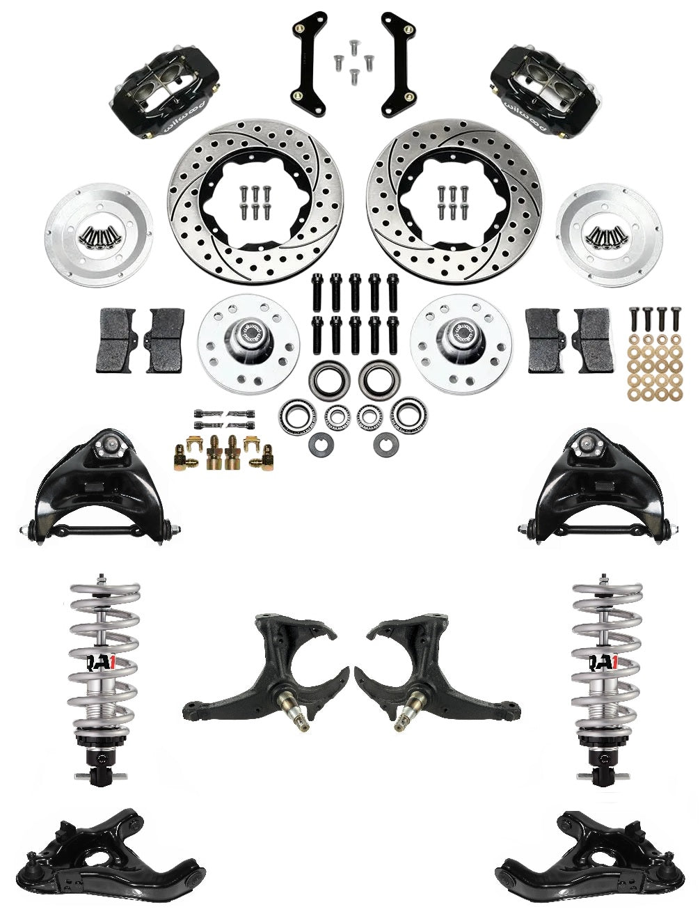 FRONT SUSPENSION & WILWOOD BRAKE SET,ARMS,QA1 COILOVERS,SPINDLES,78-88 G-BODY