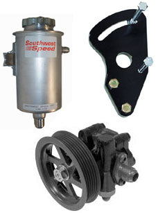 POWER STEERING PUMP KIT,SBC,CHEVY,BLOCK MOUNT BRACKET,SERPENTINE,REMOTE TANK