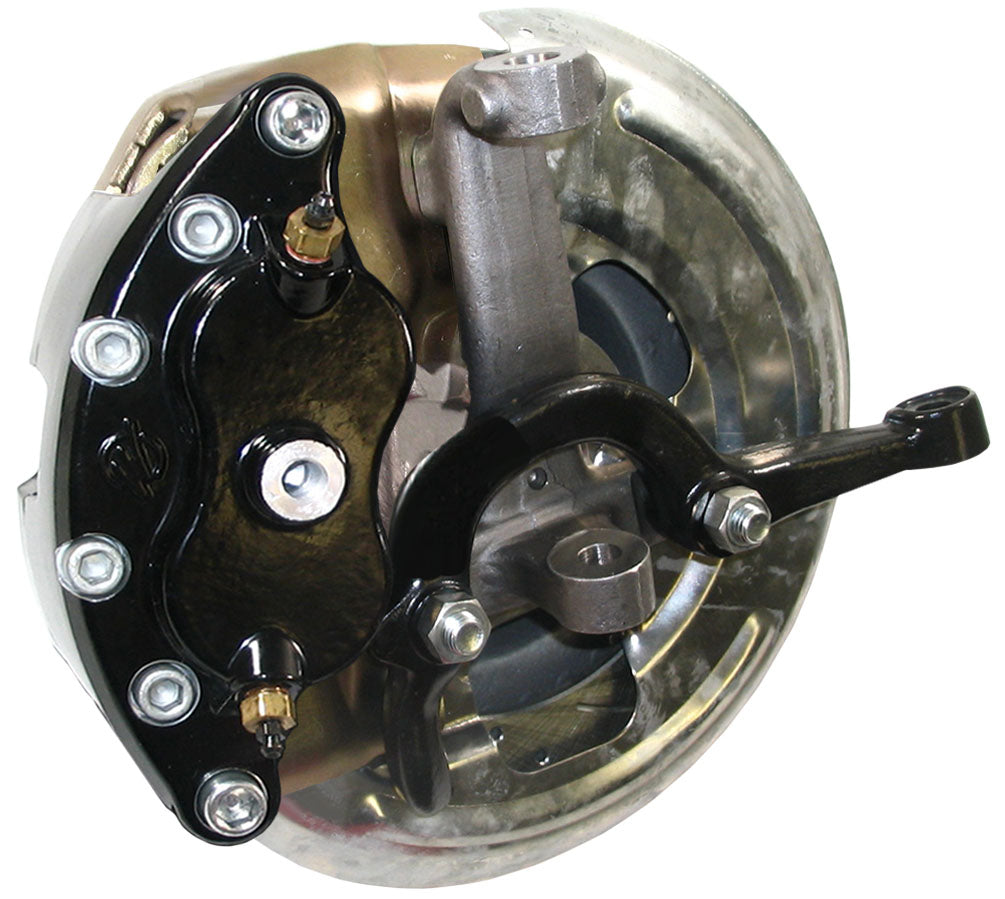 64-72 A-BODY DISC BRAKE & STOCK HEIGHT SPINDLE KIT,11" DRILLED ROTORS,BLACK WIL