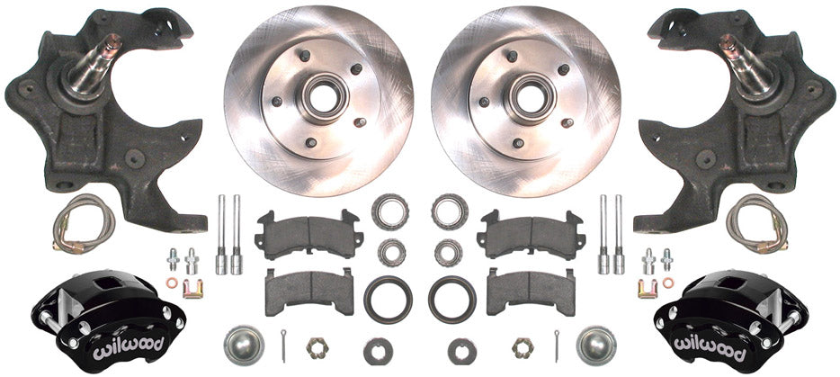 67-69 F-BODY DISC BRAKE & 1-PIECE 2" DROP SPINDLE KIT,11" ROTORS,BLACK CALIPERS