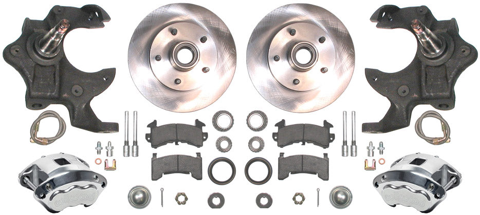 67-69 F-BODY DISC BRAKE & 1-PIECE 2" DROP SPINDLE KIT,11" ROTORS,POLISH CALIPERS