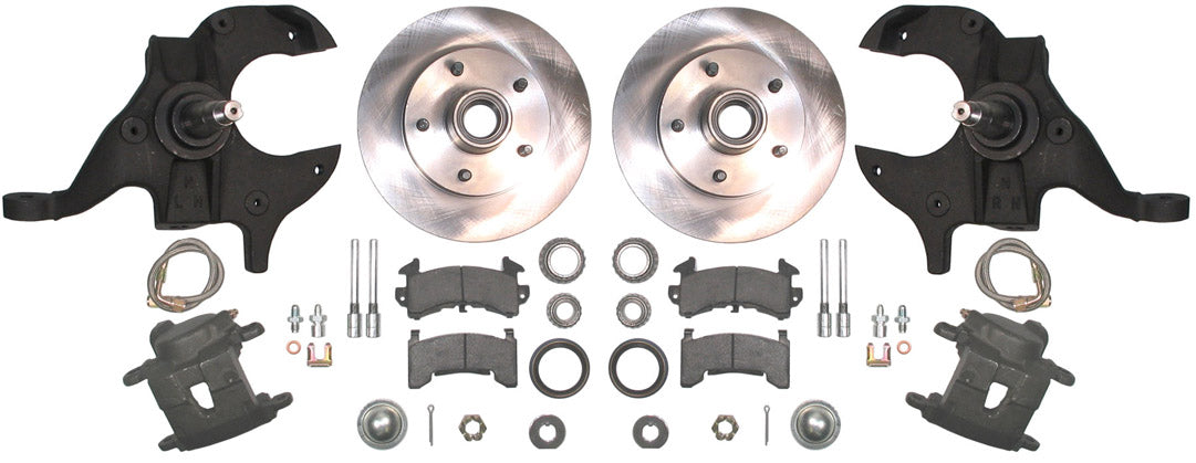 64-72 A-BODY DISC BRAKE & 1-PIECE 2" DROP SPINDLE KIT,11" ROTORS,CALIPERS