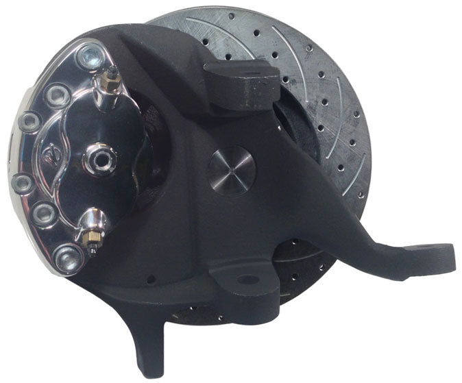 64-72 A-BODY DISC BRAKE & 1-PIECE 2" DROP SPINDLE KIT,11" DRILLED ROTORS,POLISH