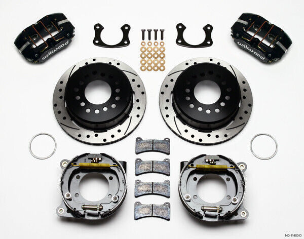 COILOVER & 4-LINK SYSTEM,ARMS,WILWOOD 11" DRILLED BRAKES,BLACK CALIPERS,64-66
