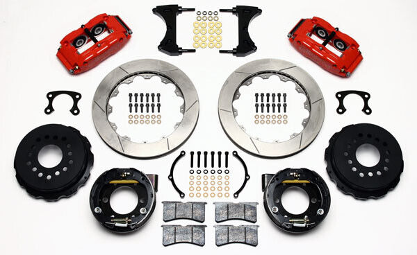 COILOVER & 4-LINK SYSTEM,ARMS,WILWOOD 13" BRAKES,RED CALIPERS,64-66 MUSTANG