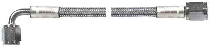 STEEL BRAIDED HOSE,-4 AN,W/90,15"