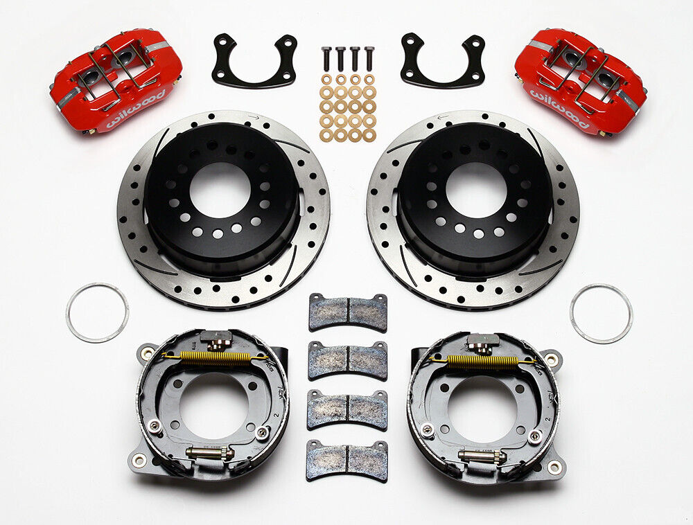 COILOVER & 4-LINK SYSTEM,CURRIE REAR END,WILWOOD 11" DRILLED BRAKES,RED,64-66
