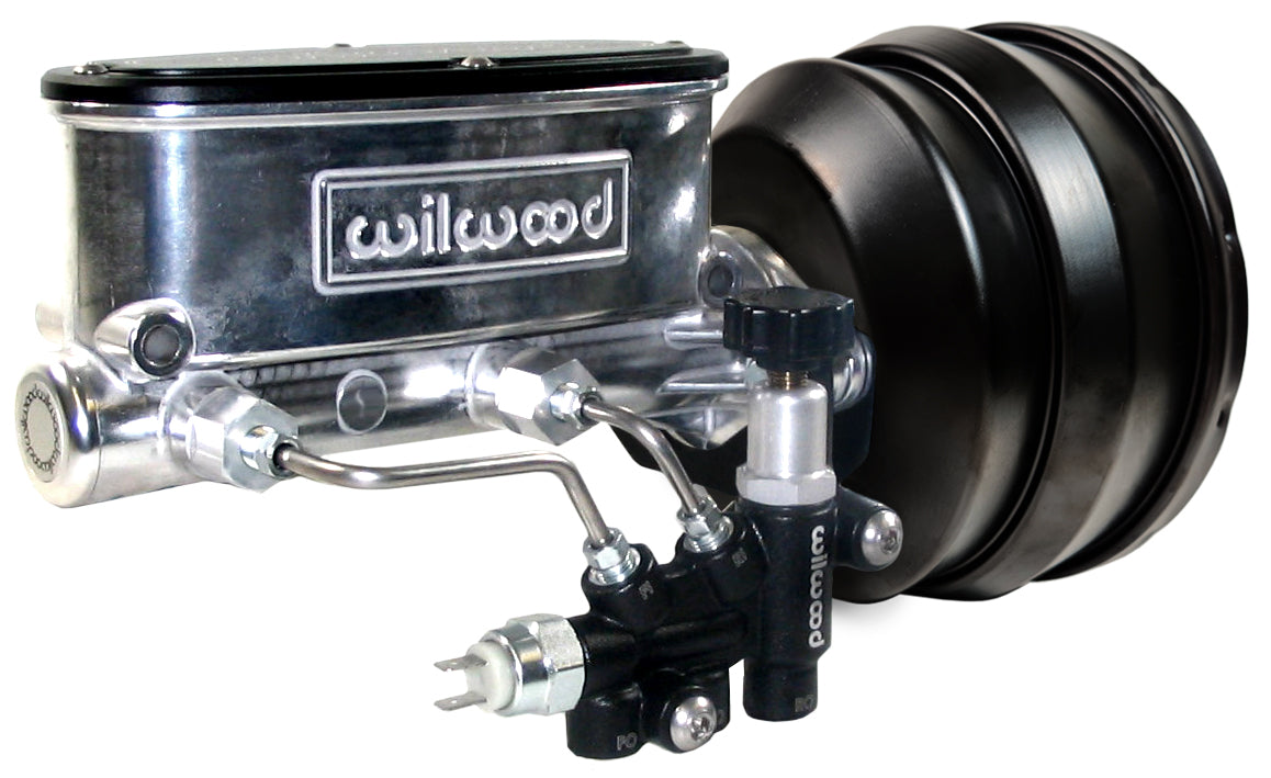 POWER BRAKE BOOSTER,BLACK,& WILWOOD POLISHED MASTER CYLINDER,VALVE,55-64 CHEVY