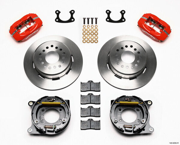 COILOVER & 4-LINK SYSTEM,ARMS,WILWOOD 13/12" BRAKES,RED CALIPERS,64-66 MUSTANG
