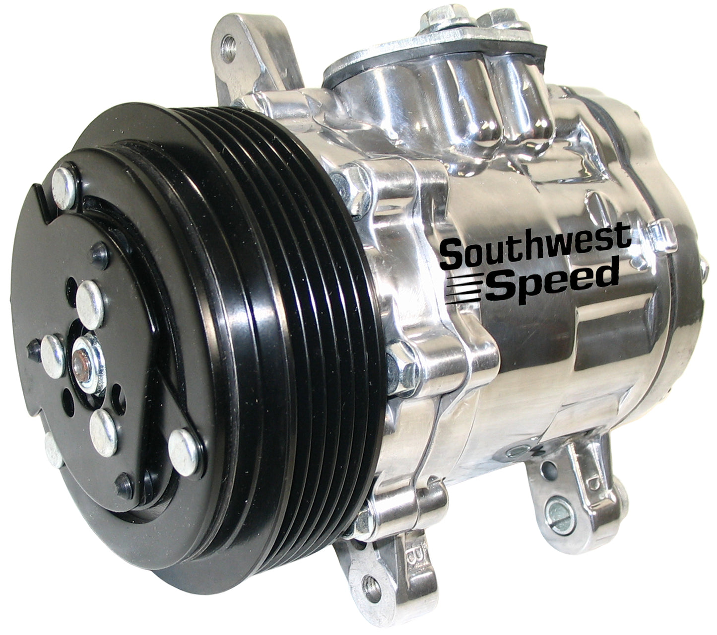 AC COMPRESSOR,SERPENTINE,SD-7,CHROME