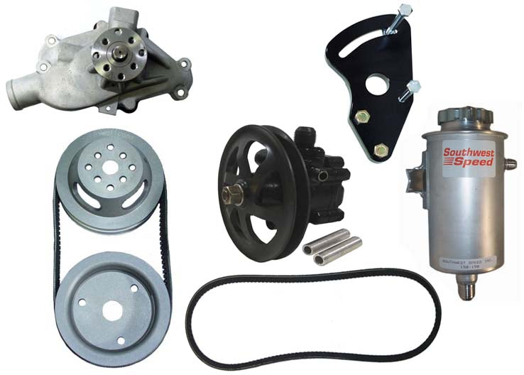 FRONT ENGINE KIT,V-BELT PULLEYS,BLOCK MOUNT POWER STEERING PUMP,WATER PUMP,1:1