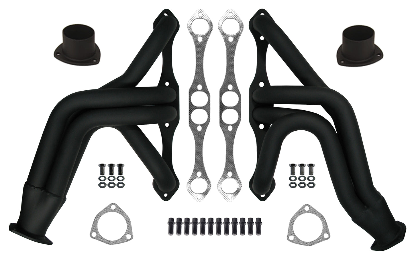 HEADER,SBC,1 5/8",55-57 CHEVY,55-82 CORVETTE,SHORT,2 1/2",BLACK