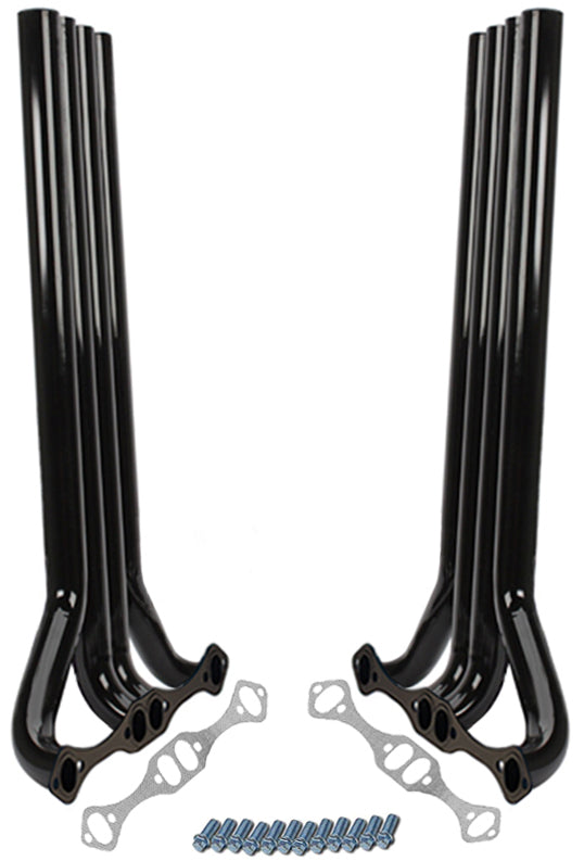HEADER,SBC,1 5/8",DEMO DERBY ZOOMIE,TRACTOR PULL,INLINE,BLACK