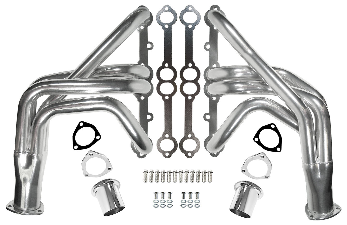 HEADER,SBC,1 5/8",63-82 CORVETTE,LONG TUBE,3",POLISHED STAINLESS STEEL