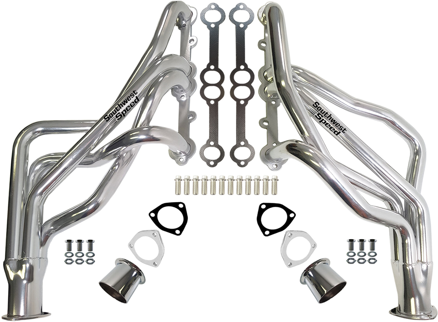 HEADER,SBC,1 5/8",78-87 GM G-BODY,LONG TUBE,3",CHROME PLATED