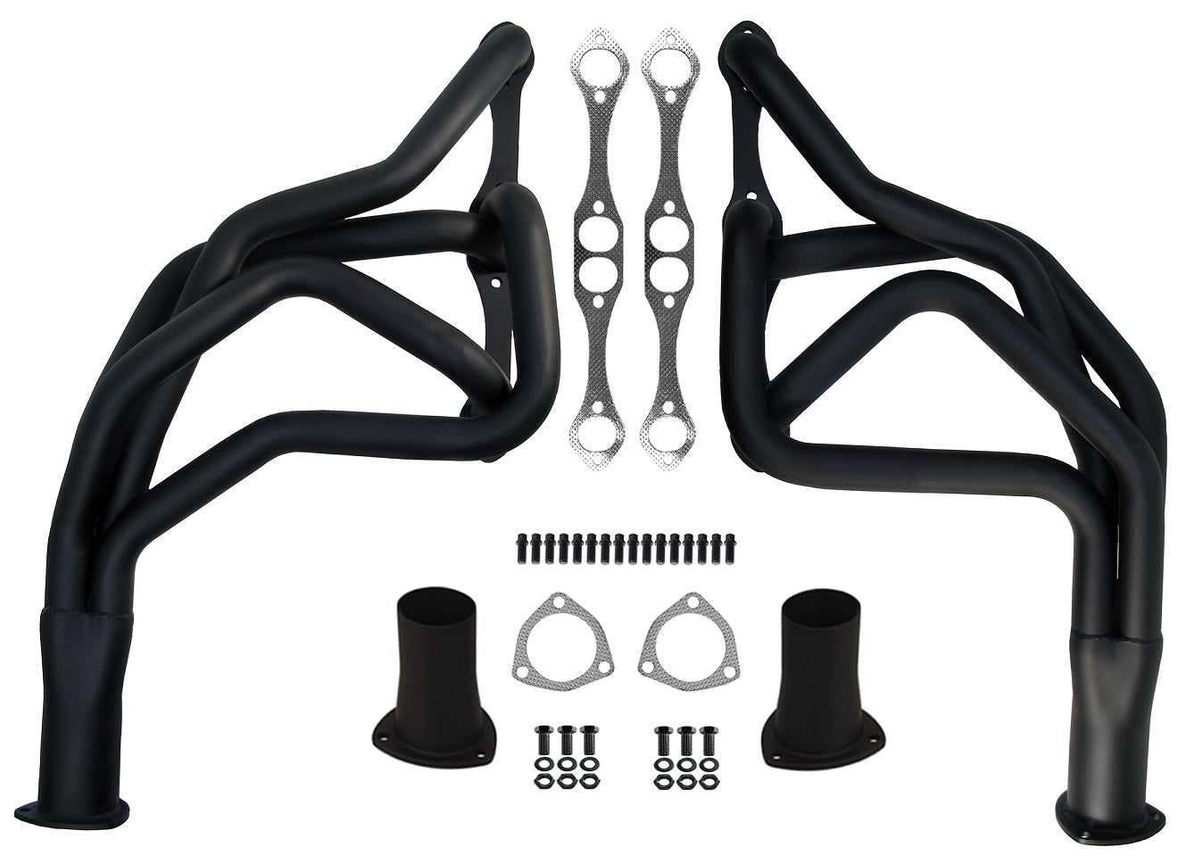 HEADER,SBC,1 5/8",73-87 GM 2WD TRUCKS,SUV,LONG TUBE,3",BLACK