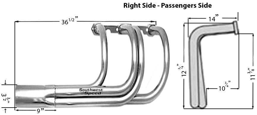 HEADER,SBC,1 5/8",CLASSIC T-BUCKET,3 1/2",CERAMIC HOT COATED
