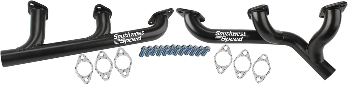 HEADER,FLATHEAD FORD V-8,1 3/4",ECONOMY,3-INTO-1 DESIGN,BLACK