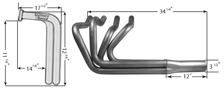HEADER KIT,FORD FE,2",SPRINT ROADSTER STYLE,3 1/2" COLLECTORS