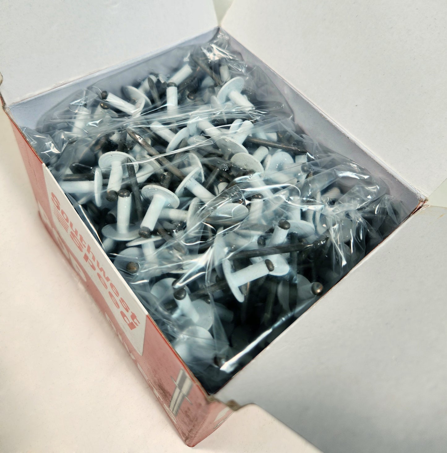 POP RIVETS,ALUMINUM FLANGE,STEEL PIN,LARGE HEAD,250 PIECES,WHITE