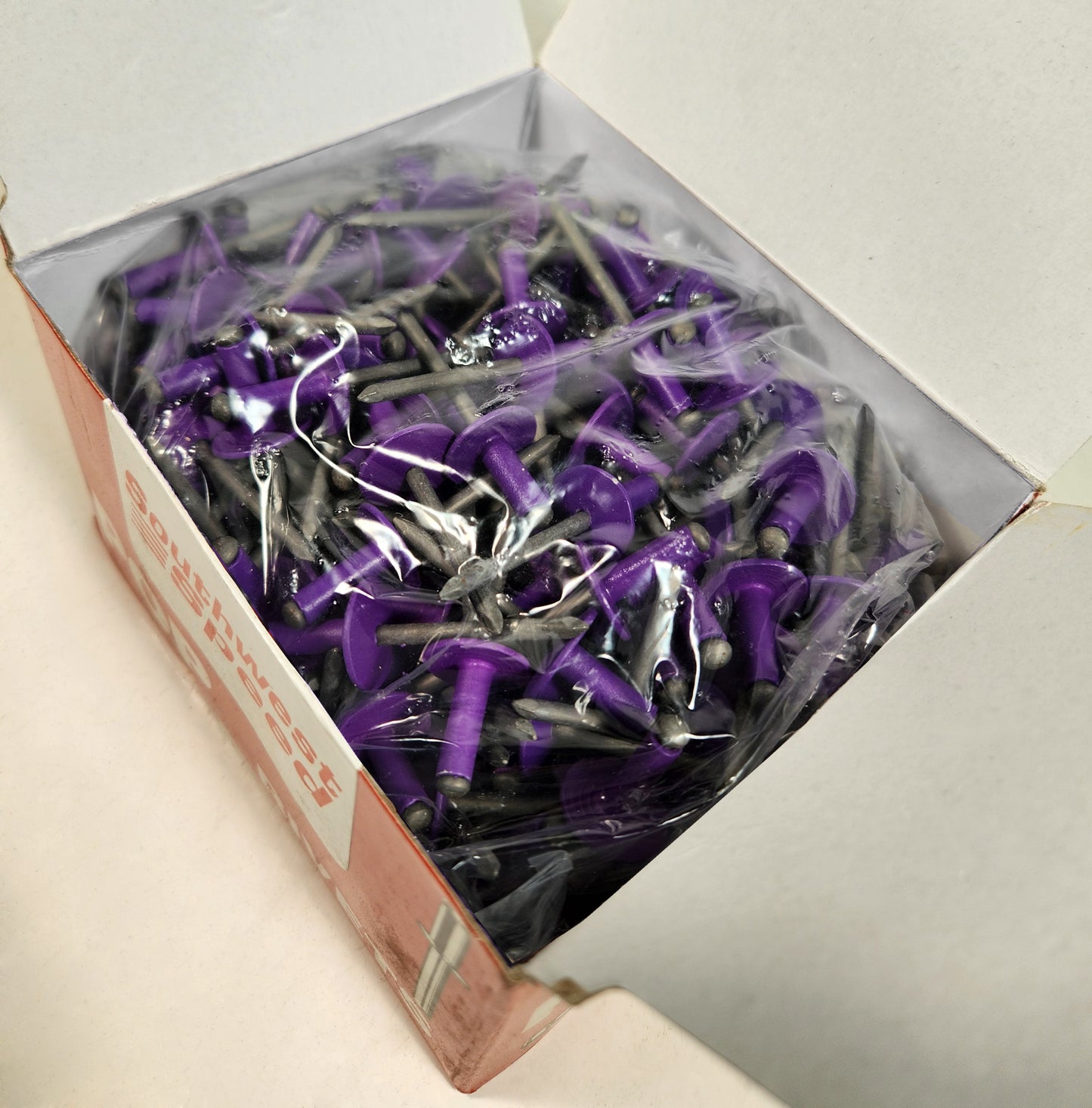 POP RIVETS,ALUMINUM FLANGE,STEEL PIN,LARGE HEAD,250 PIECES,PURPLE