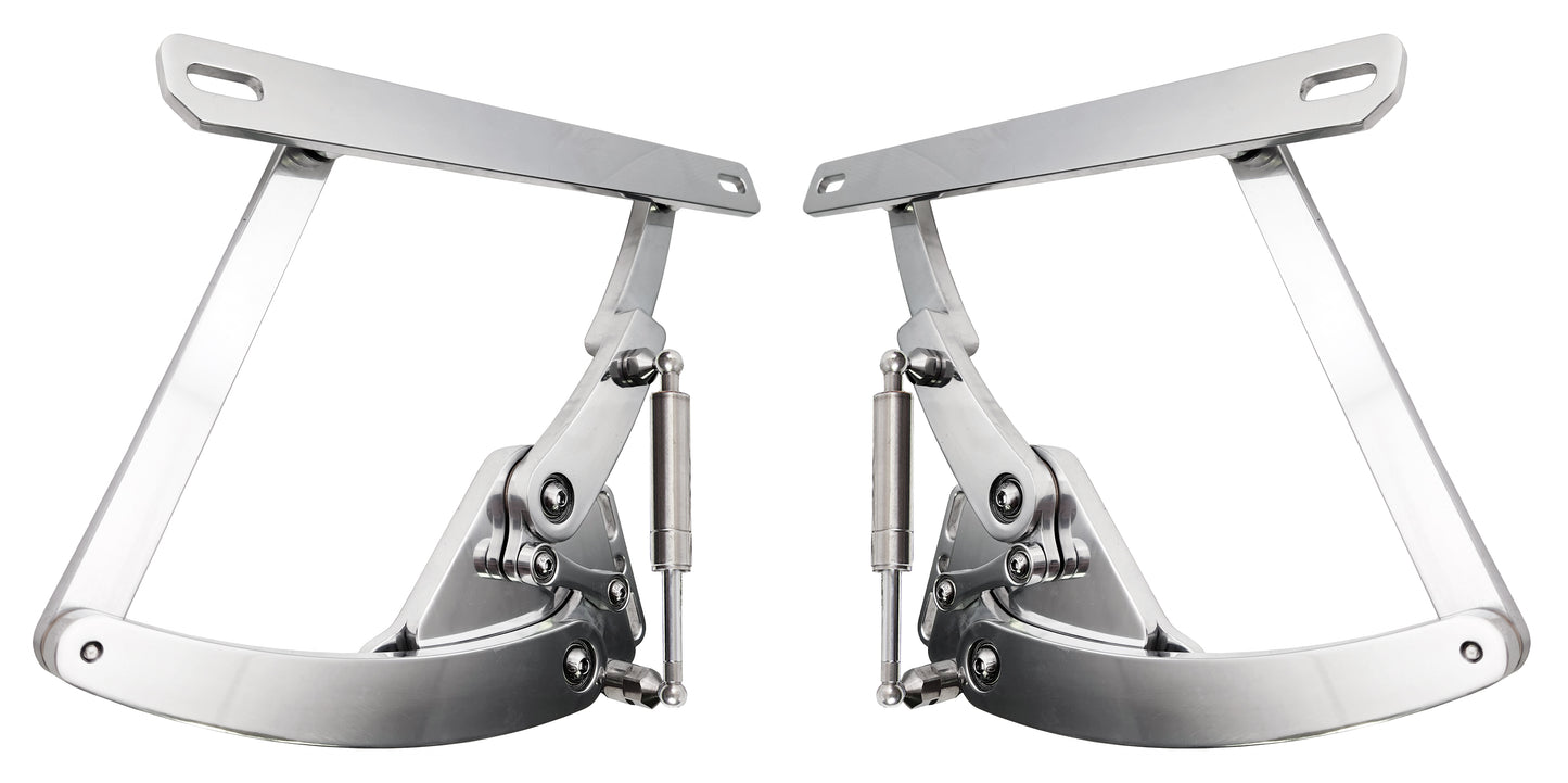 HOOD HINGES,70-74 MOPAR E-BODY,POLISHED,STEEL HOODS