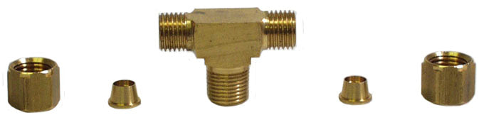 COMPRESSION TEE,BRASS,-3 NYLON,1/8 NPT M