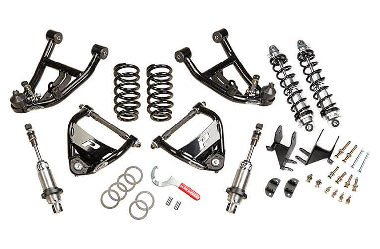 COILOVER CONVERSION KIT,FRONT & REAR,W/ CONTROL ARMS,DOUBLE ADJ,68-72 A-BODY,BBC