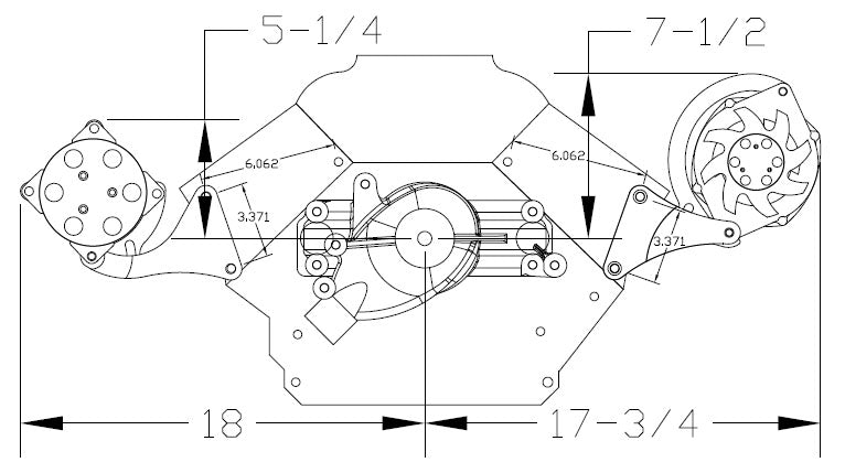 BBC SWP,V-BELT SIDE BRACKET KIT,POL,ALTERNATOR