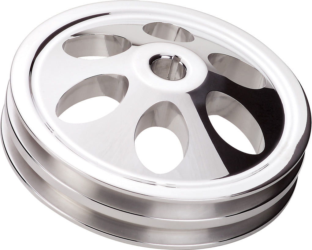 PS PULLEY,CHEVY,KEYWAY,POLISHED,V-BELT,2 GROOVE