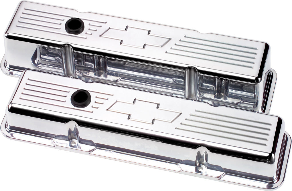 VALVE COVERS,SBC,BOW TIE,SHORT,POLISHED