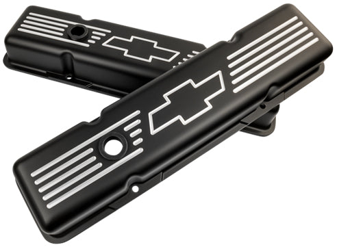 VALVE COVERS,SBC,BOW TIE,SHORT,BLACK