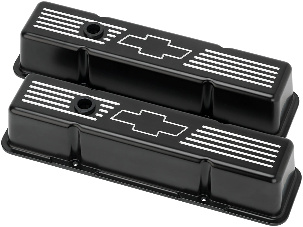 VALVE COVERS,SBC,BOW TIE,TALL,BLACK