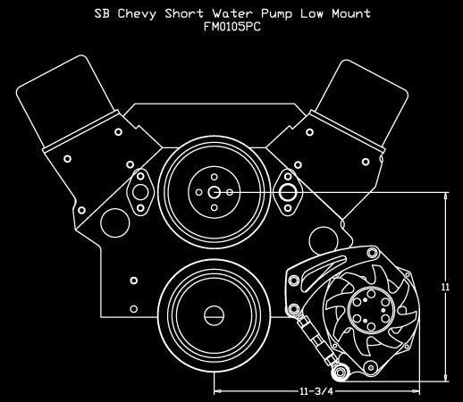SBC SWP,V-BELT LOW BRACKET KIT,POLISHED,ALTERNATOR