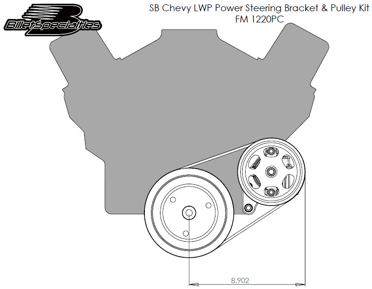 SBC,SERPENTINE PUMP,BRACKET,& PULLEY KIT,LWP