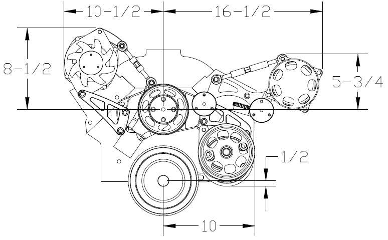 SBC,SERPENTINE CONVERSION KIT,A/C ADD-ON,POLISHED