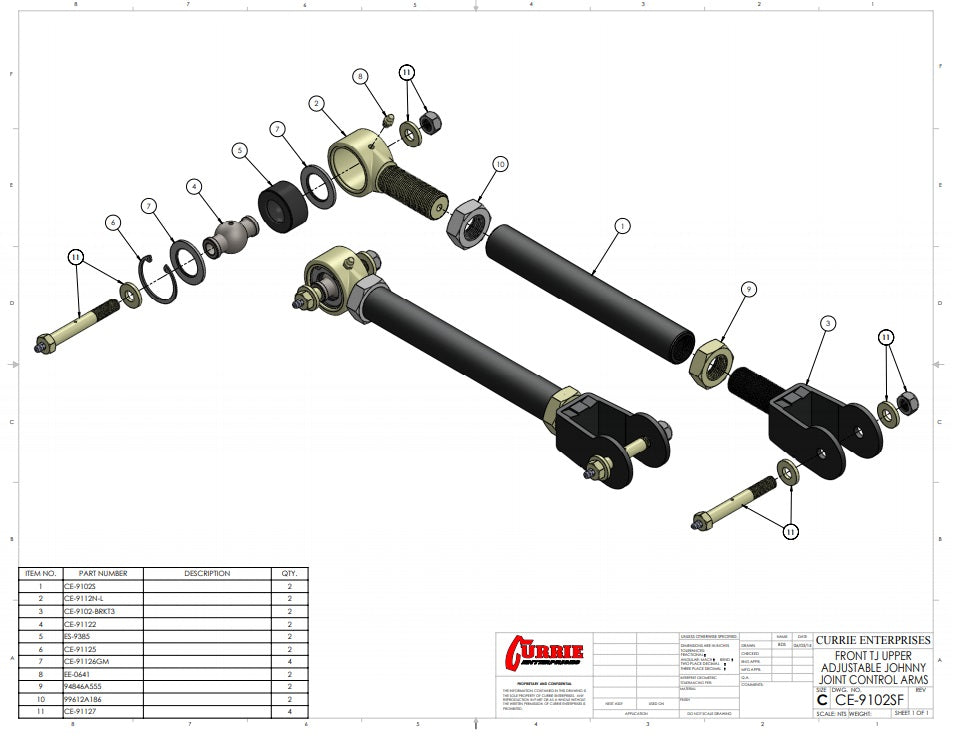 JOHNNY JOINT FRONT UPPER ARMS,DOUBLE,TJ