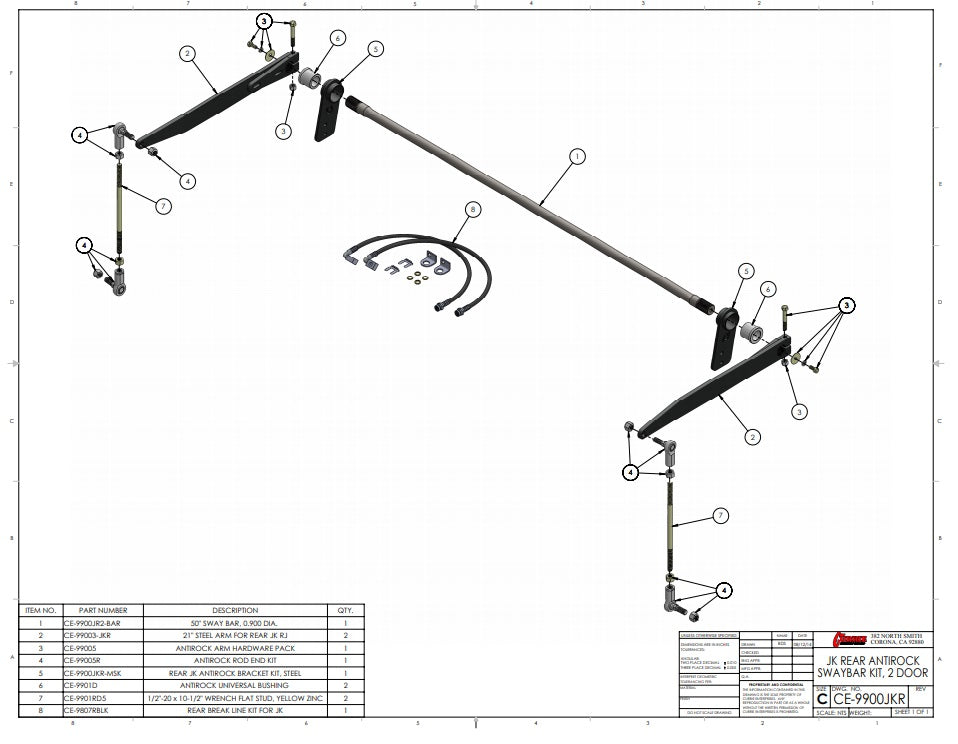 ANTIROCK REAR SWAY BAR KIT,JEEP JK 2-DOOR