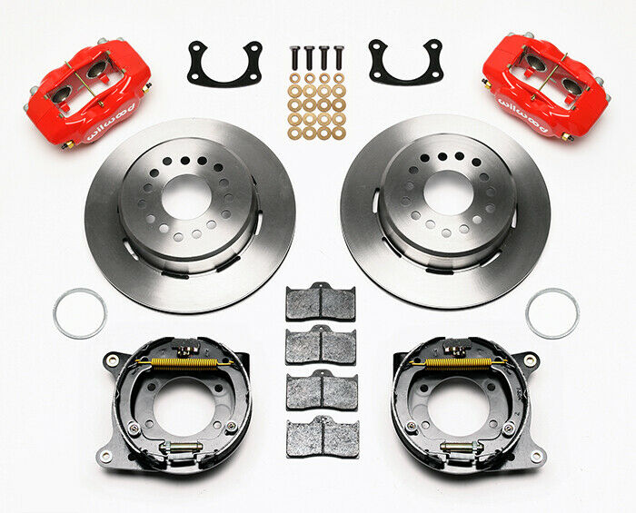 71-87 C10 CURRIE REAR END & 2" DROP WILWOOD BRAKE KIT,13"/12" ROTORS,RED CALIPER