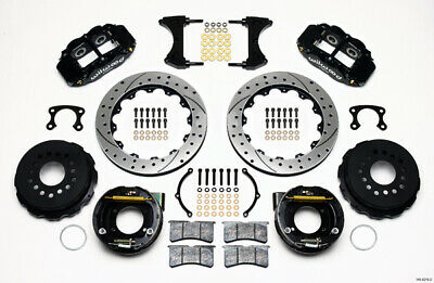71-87 C10 CURRIE REAR END & 2" DROP WILWOOD BRAKE KIT,13" DRILLED ROTORS,BLACK