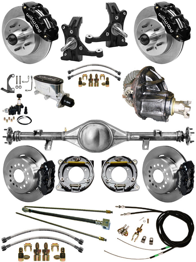 88-98 C1500 CURRIE REAR END & 2" DROP WILWOOD BRAKE KIT,12" ROTORS,BLACK