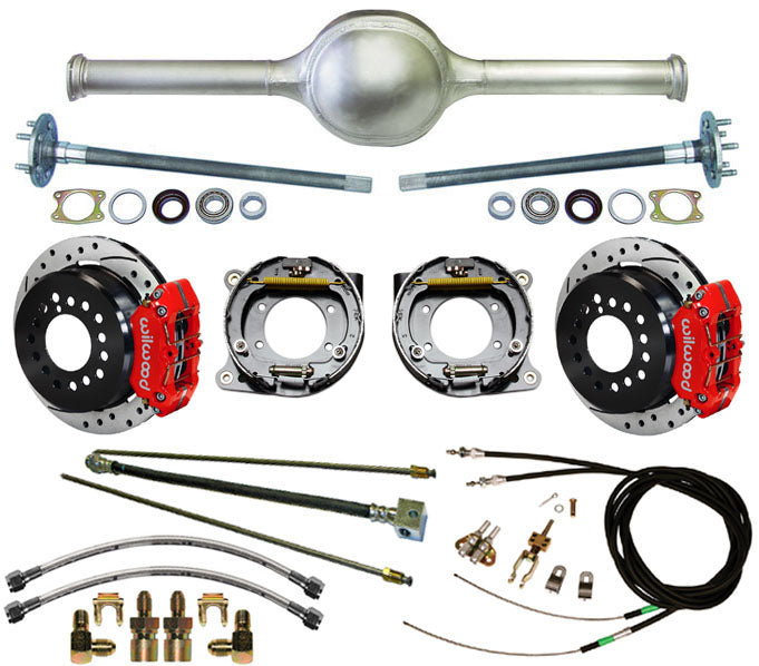 9" FORD 52" REAR END & WILWOOD BRAKES,11" DRILLED ROTORS,RED