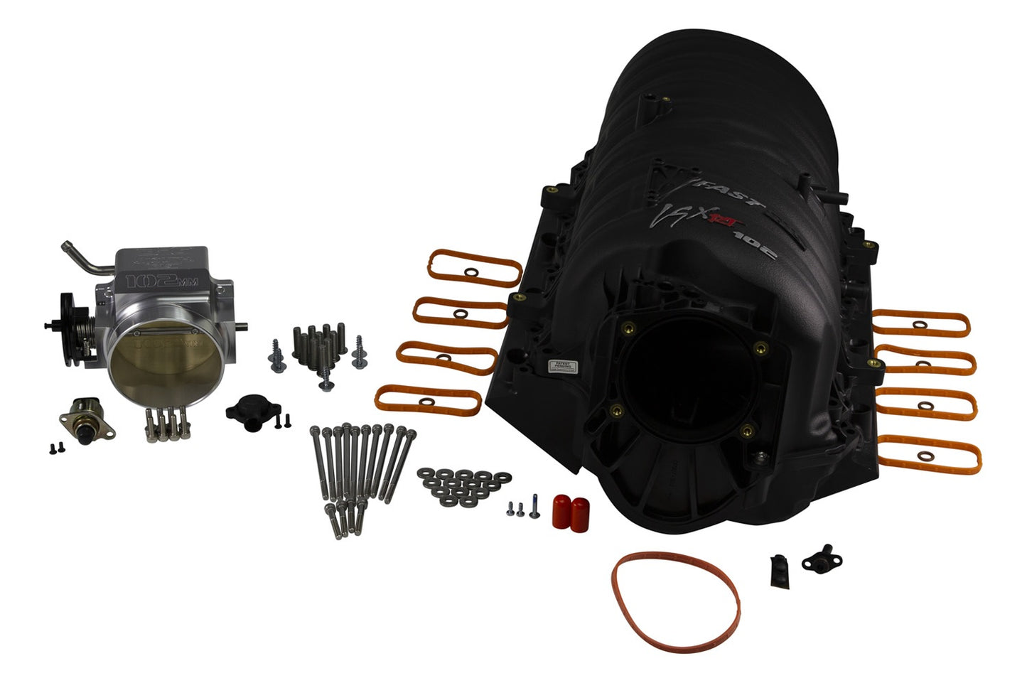 LSXRT INTAKE KIT,4.8,5.3,6.0L GM TRUCK,CATH PORTS,102MM SILVER MECH THROTTLE