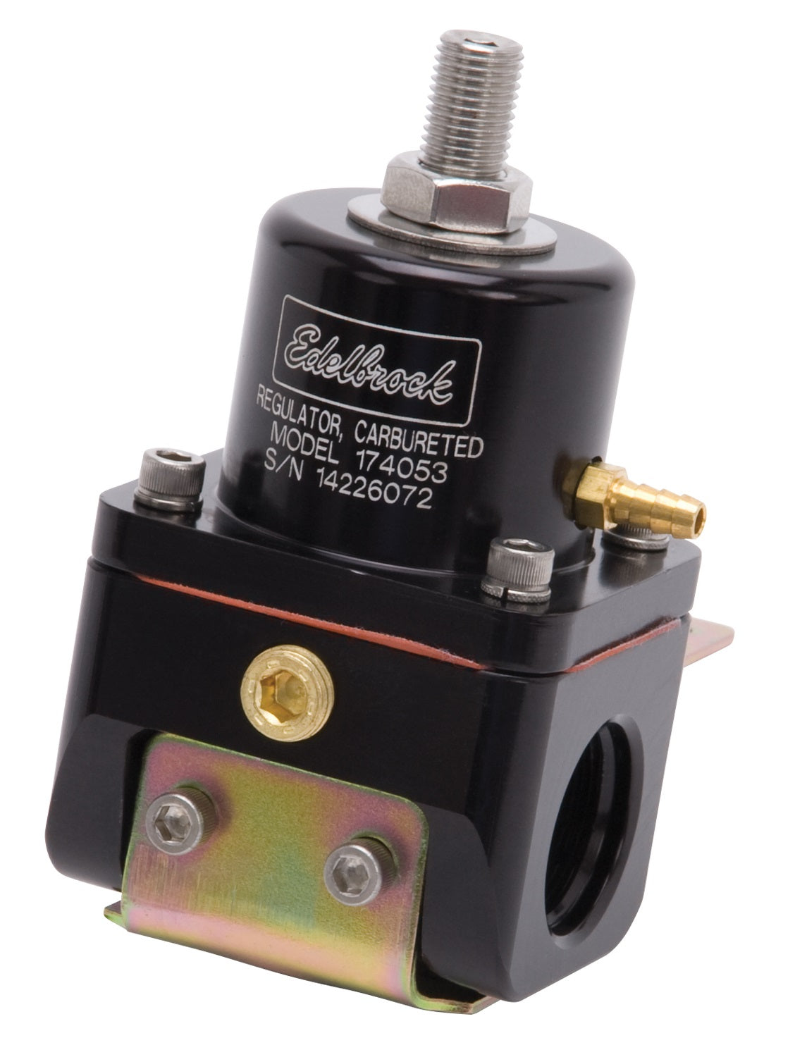 EDELBROCK FUEL PRESSURE REGULATOR,CARBURETED,ADJUSTABLE BYPASS,180 GPH,BLACK