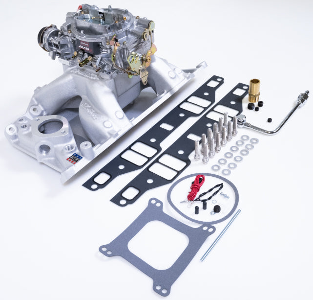 EDELBROCK INDUCTION KIT,SINGLE-QUAD AIR GAP MANIFOLD & CARB KIT,CHRYSLER 340/360