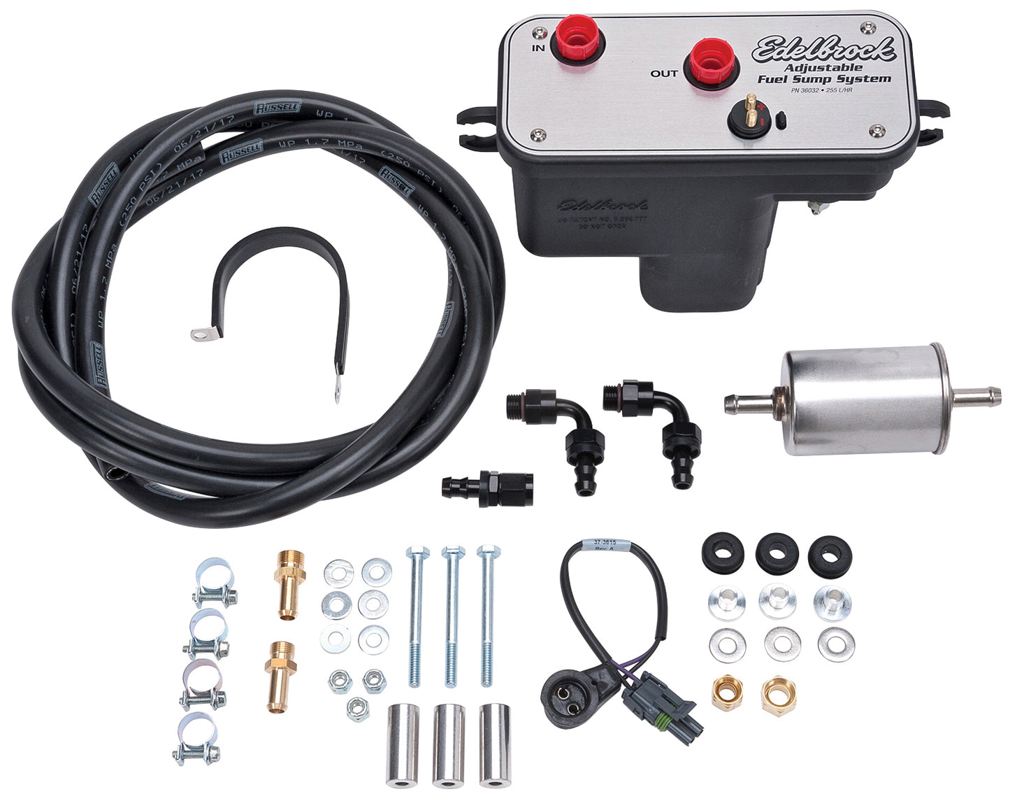 EDELBROCK FUEL SUMP KIT,ADJUSTABLE,UNIVERSAL,EFI,67 GPH,35-90 PSI
